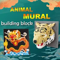 Unicorn mural toy animal building blocks small particles three-dimensional assembled building blocks hanging wall ornaments