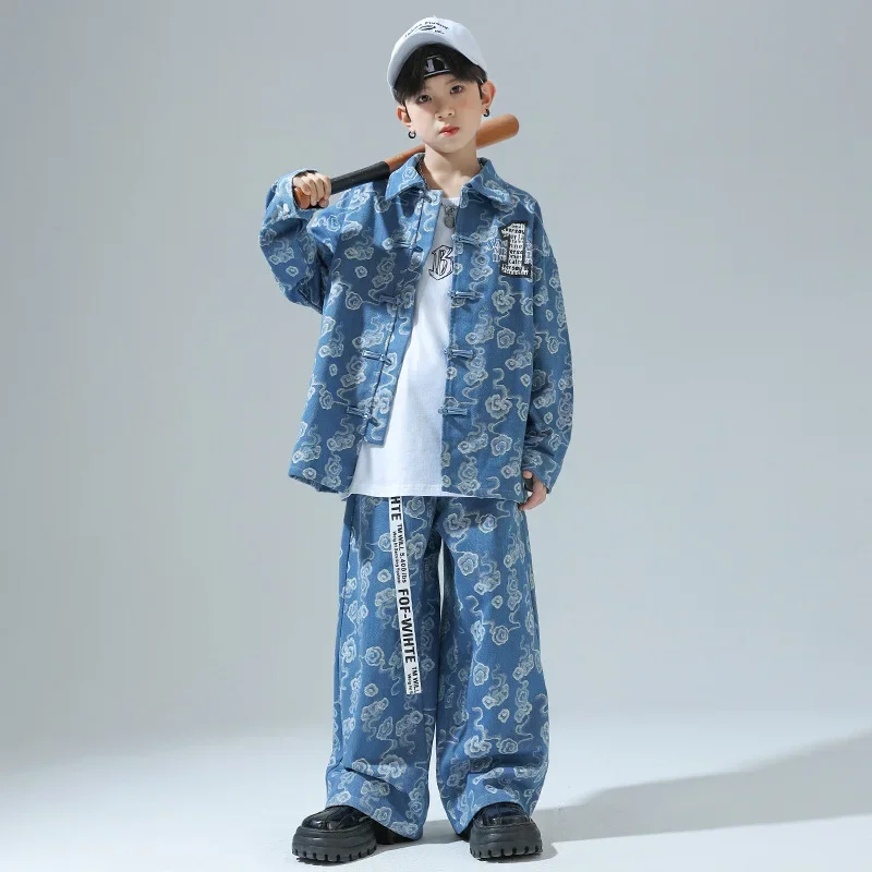 Детская модная одежда для уличных танцев свободный комплект в шахматном порядке