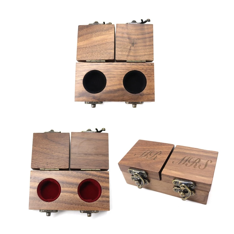 

Double Open Lid Wood Ring Box Jewelry Storage Bag Horn Lock Gift Box Proposal Engagement Wedding Ceremony Birthday Gift