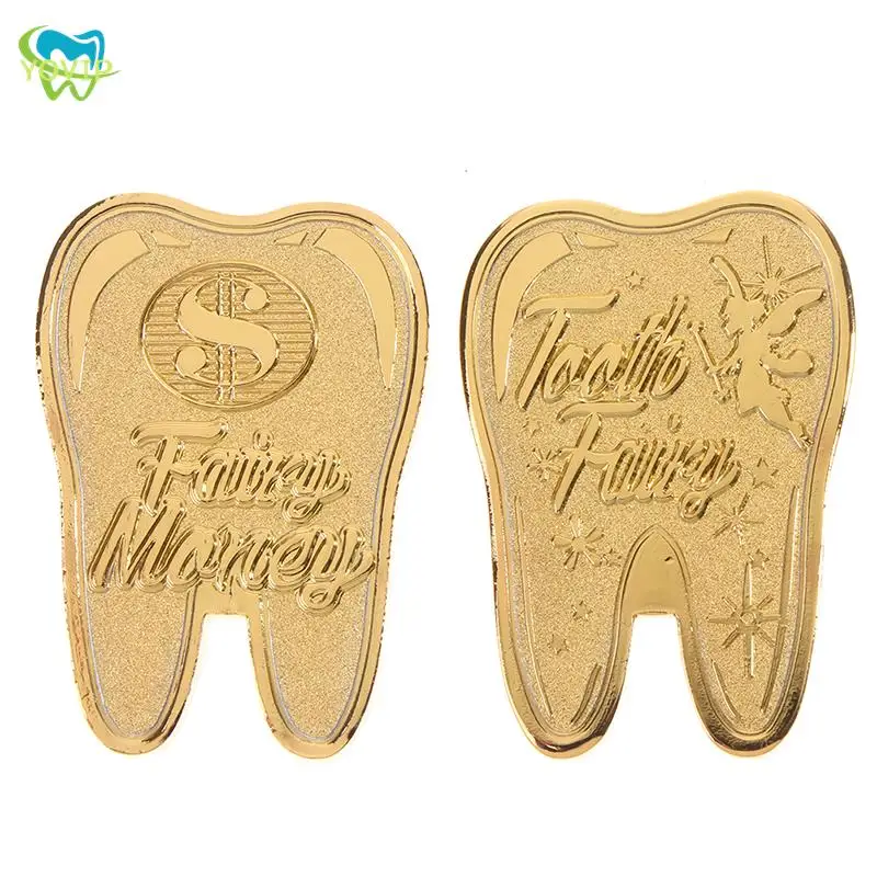 Монета в форме зуба подарок Детский медальон позолоченная памятная монета