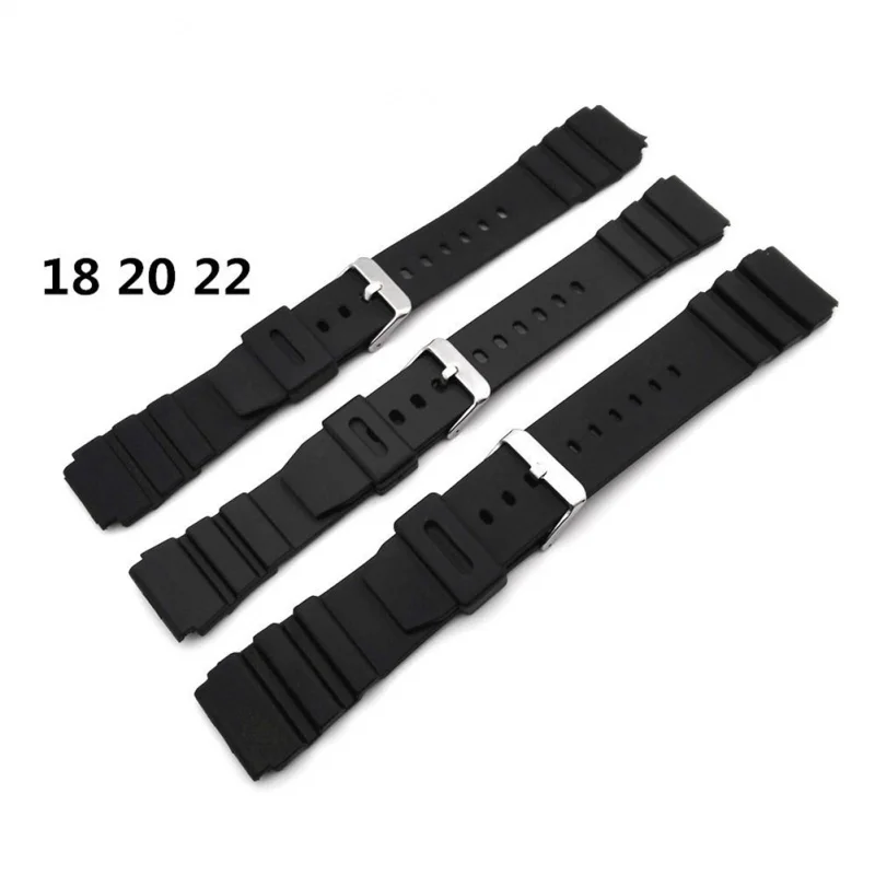 18-28mm Men Black Silicone Rubber Waterproof Sport Wrist Watch Band Strap