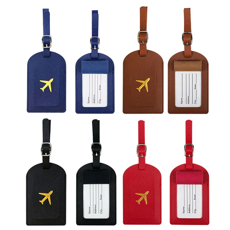 1PC Women Men PU Leather Luggage Tag Passport Holder Suitcase Identifier Label Name ID Address Holder Travel Accessorie