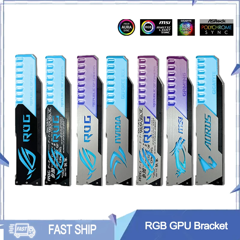 RGB GPU Support,Video Card Bracket 5V ARGB Graphics Card VGA Holder 12V RGB ASUS MSI GIGABYTE ASROCK 3Pin/4Pin M/B AURA SYNC