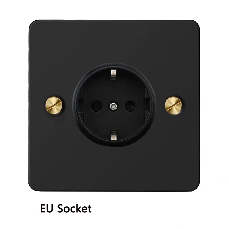 

Черная панель из нержавеющей стали, 1-4 группы, 2-сторонний ретро латунный тумблер, настенная бытовая розетка, USB-розетка европейского стандарта