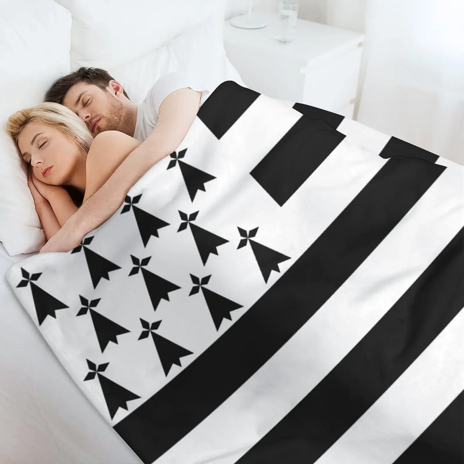 Флаг Бретани флаг гвенн-ха-Ду Эрмин черно-белый HD Высокое качество в