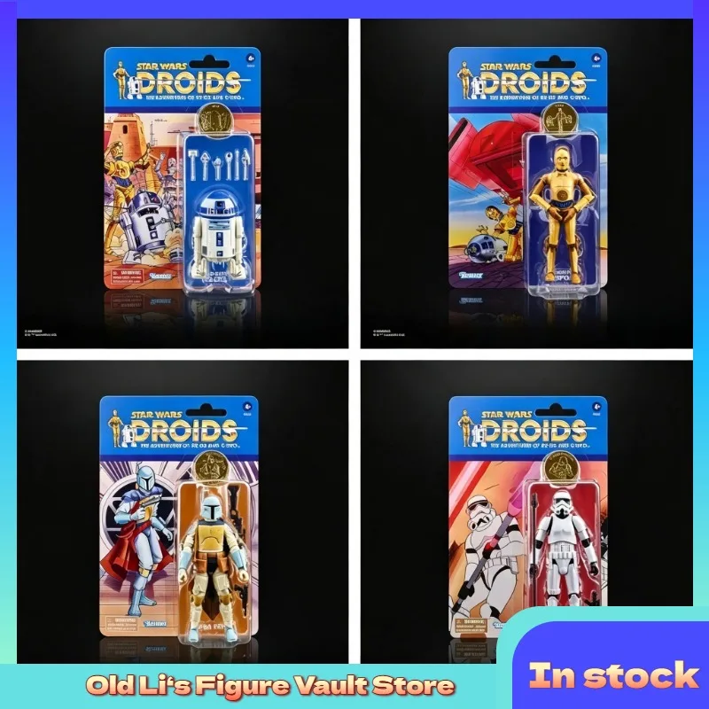 Фото В наличии: Коллекционная фигурка Hasbro Star Wars, 6 дюймов, подвижная, с памятной монетой, R2D2, C3PO, Белый солдат, Боба Фетт. №1