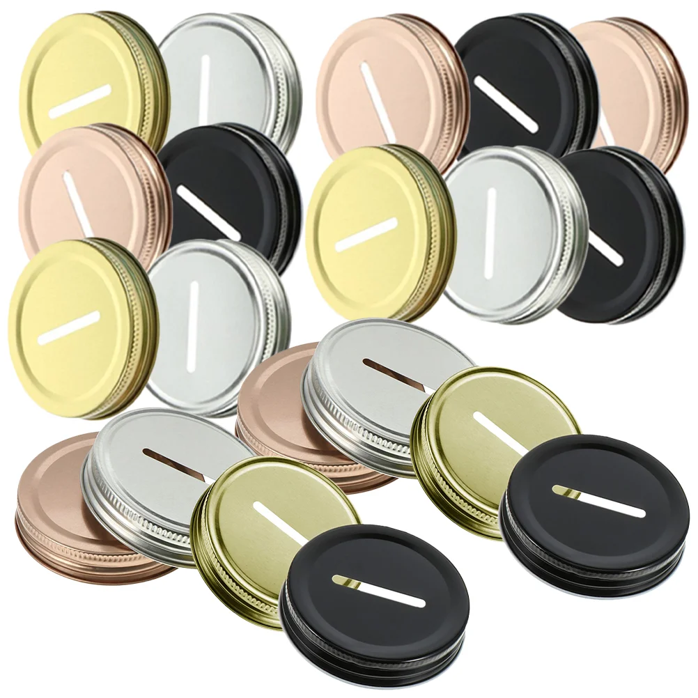 

Jar Mason Lids Coin Slot Lid Bank Canning Covers Caps Piggy Cup Mouth Wide Slotted Sealing Tinplate Cover Cap Holes Accessories