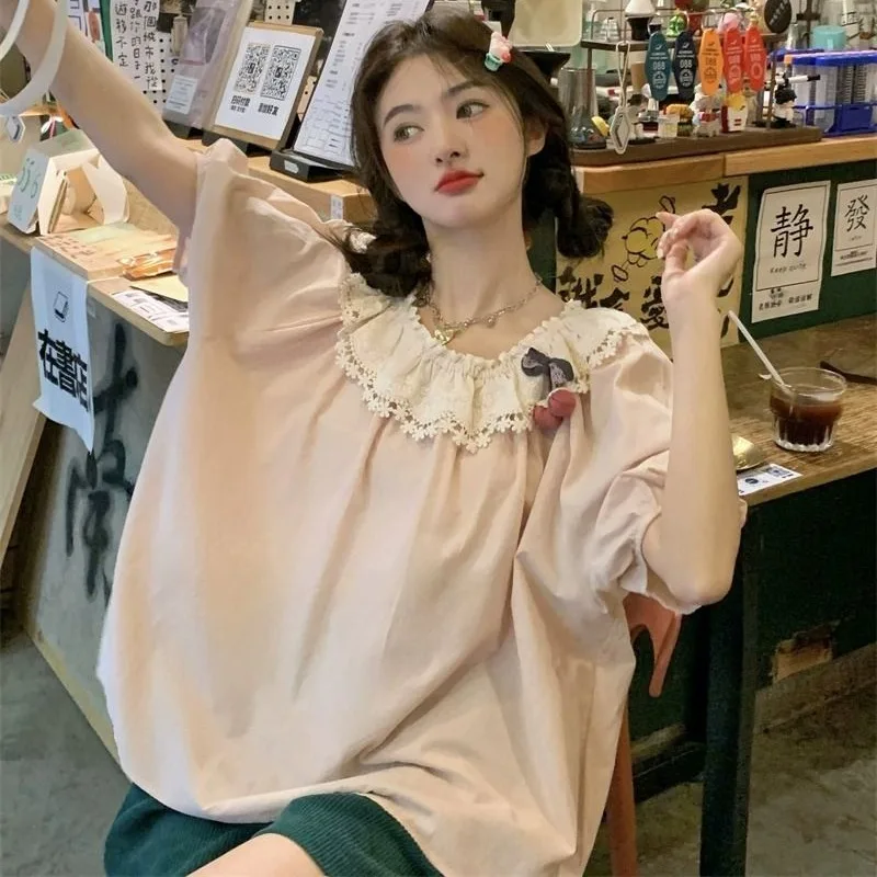 Рубашки с воротником Питера Пэна женские рубашки в корейском стиле милые