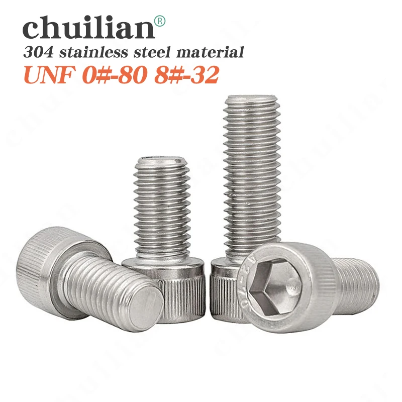 

UNF 0#-80 UNC 2#-56 4#-40 6#-32 8#-32 10-24 US Coarse Thread 304 A2 stainless steel Hex Hexagon Socket Cap Allen Head Screw Bolt