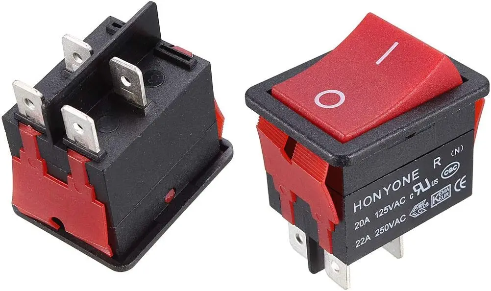 

Keszoox 5 Pcs AC 125V/20A 250V/22A DPST 4P 2T On-Off Rocker Switch