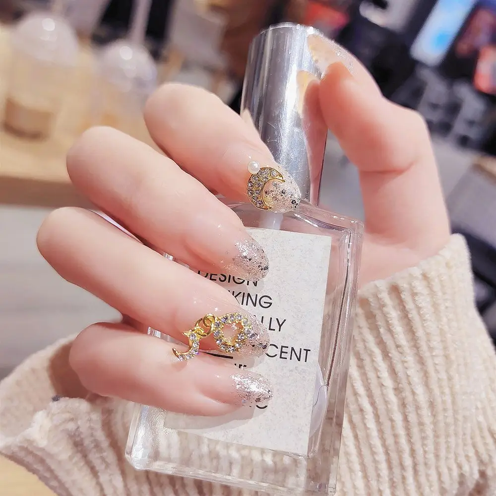 Модные блестящие накладные ногти Звезда Луна Съемные Крылья Ангела украшения