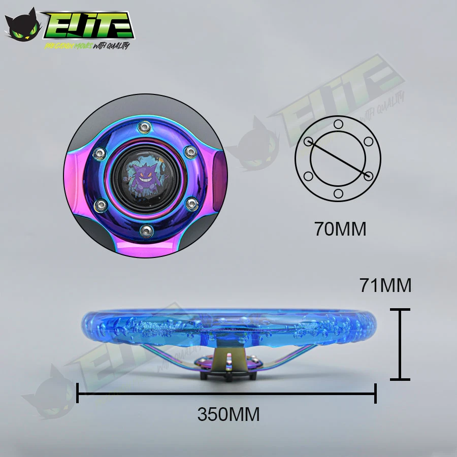 Универсальное гоночное прозрачное акриловое рулевое колесо 14 дюймов Нео