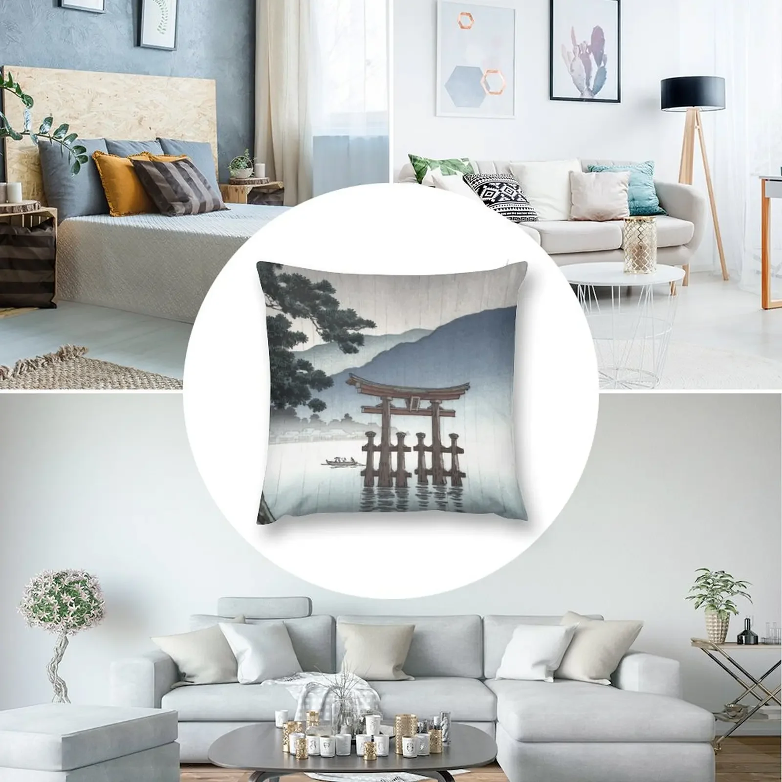 Tsuchiya Koitsu - Aki Miyajima Печатная декоративная подушка из полиэстера