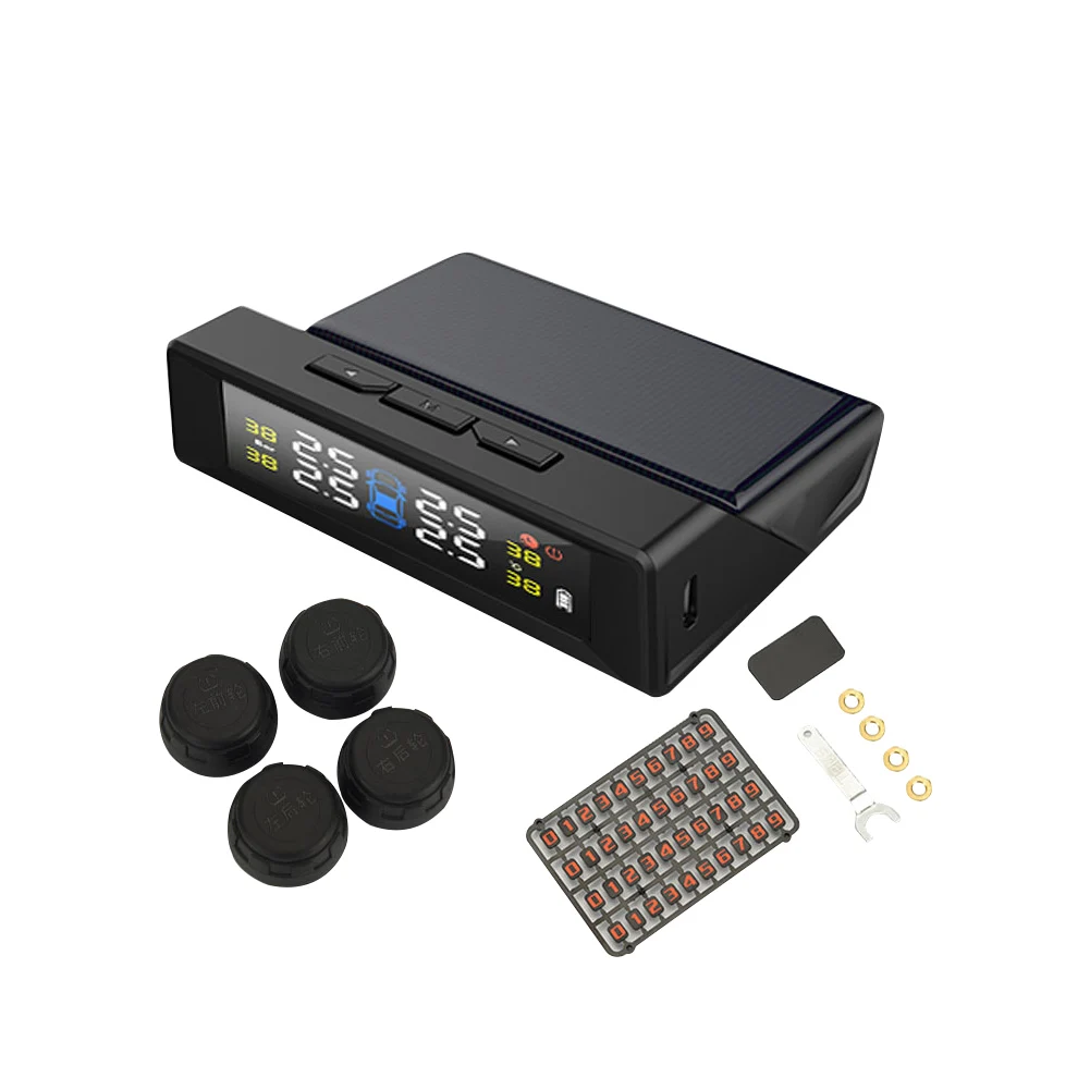 

Universal 4 External Sensor For Car Alarm System Wireless Solar Power Digital Real Time Temperature Auto Tire Pressure Monitor