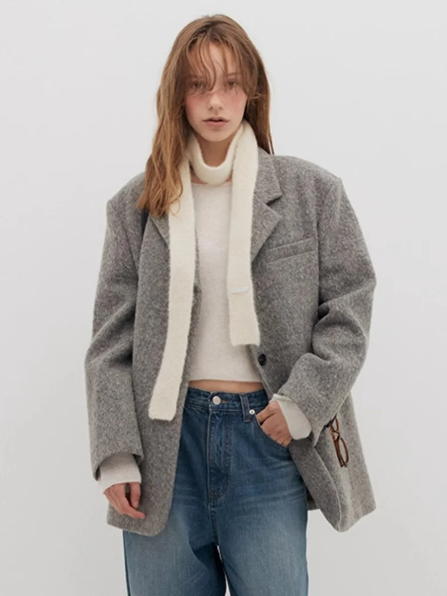 Низкое классическое шерстяное пальто для женщин 2024 осень и зима новый дизайн