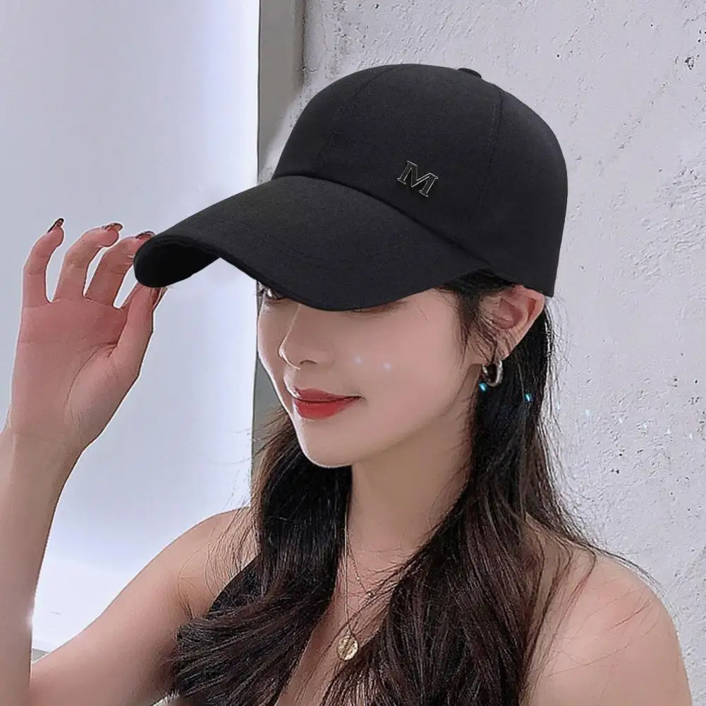 

Baseball Hat Adjustable Extended Brim M Letter Decoration Sun Protection Sports Soft Baseball Hat Summer Sports Supply