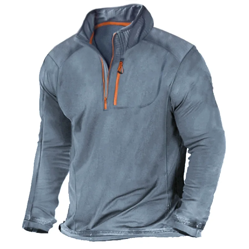 

Casual Solid Color Zipper Stand Collar Sweatshirts Men Hoodie 2023 Spring Long Sleeve Loose Fashion Pullovers Mens Clothing Tops