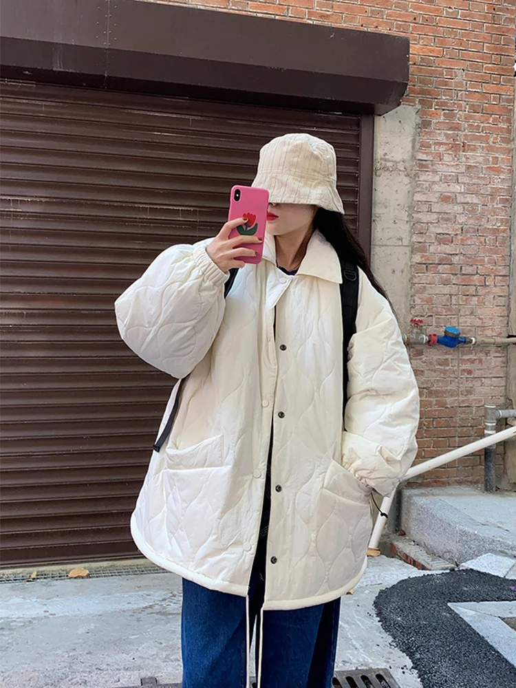 WYWMY Winter Cotton Padded Coats Women's Winter Short Vintage Bread Coat Fashion Loose Thick Warm Parkas Korean Winter Clothing