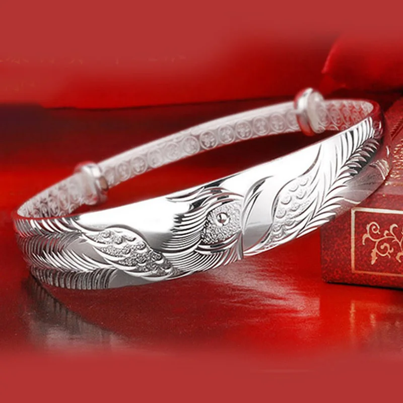 

925 Sterling Silver Phoenix Bangle Bracelets For Women Luxury Wedding Jewelry Wholesale Christmas Offers Free Shipping jewellery