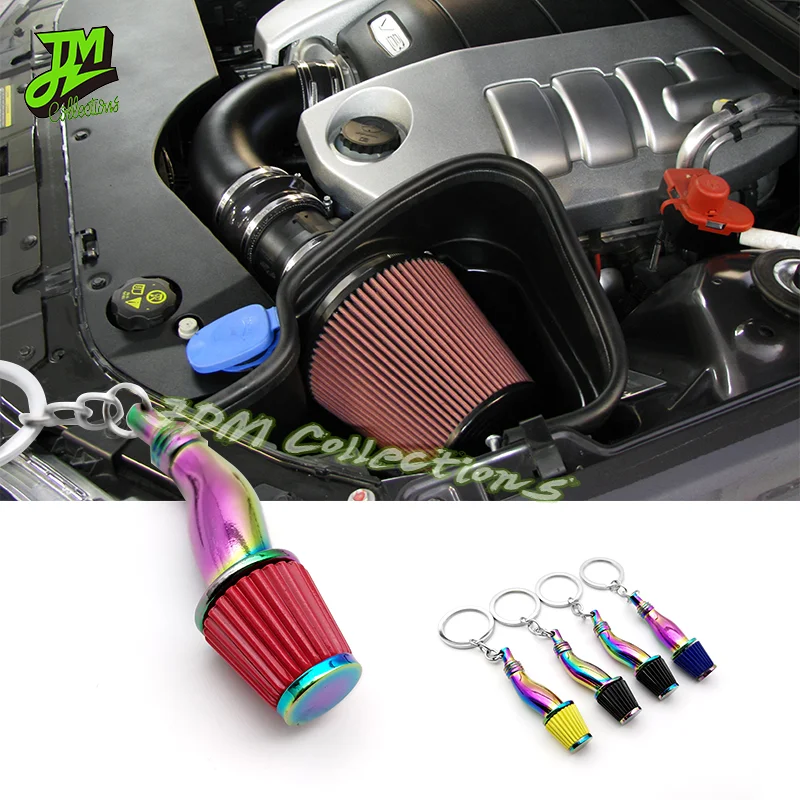 

Car Keychain Neo Chrome Air Intake Filter Design Key Chain Zinc Alloy Intake Pipe Key Pendant JDM Keyrings Car Enthusiasts