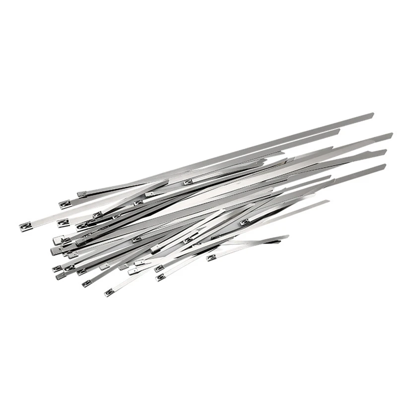 

100PCS Multi-Purpose Locking Cable Metal Zip Ties Stainless Steel Self Locking Zip Tie Stainless Steel Cable Tie