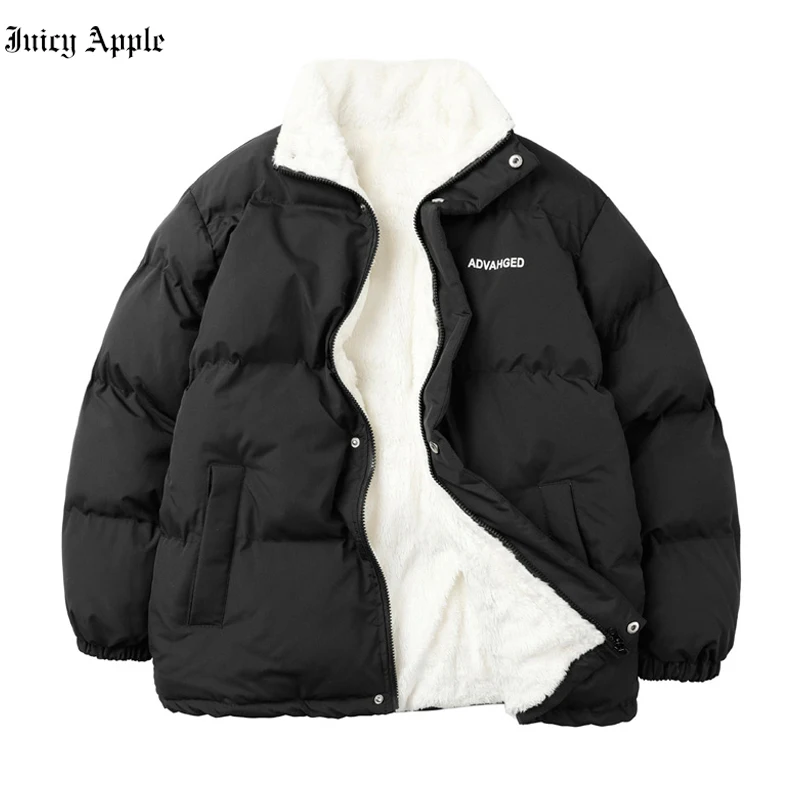 Winter Parkas Women 2022 Casual Loose Thicken Fleece Warm Mens Coats Solid Stand Collar Winter Streetwear Jacket Female Clothing