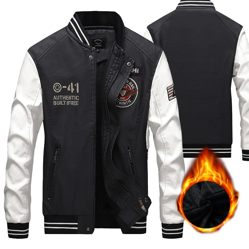 Мужская повседневная байкерская куртка из искусственной кожи на флисе с