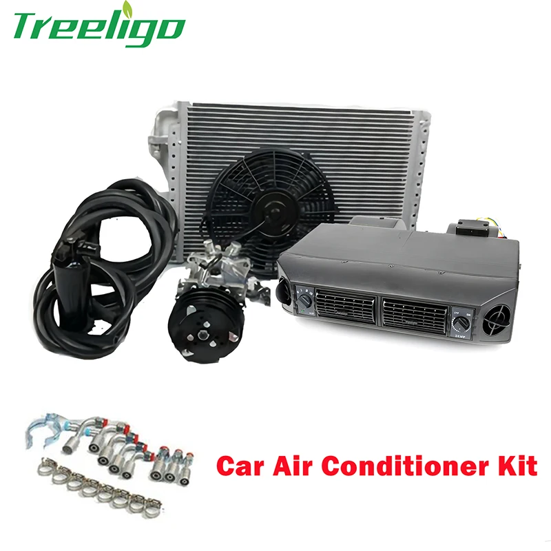 

Universal 12V 24V Automotive Air Conditioner Compressor Kit for Car Truck Van RV Tractor Motor home Heat and Cool 3 Speed