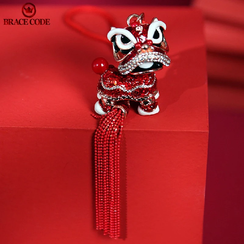 Подвеска в виде автомобиля, сумки, ключа, кулон в стиле гуохао ручной работы в помещении, кулон в виде Львиной культуры, отправка друзьям, благоприятный кулон в виде льва из красной веревки