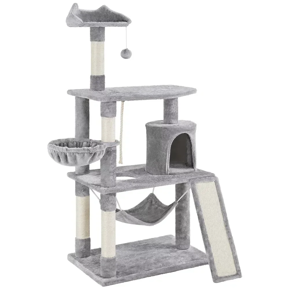 

Multi Level Cat Tree Condo with Scratching Post, Light Gray