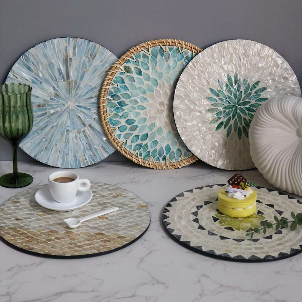 

Insulated Meal Mat Creative Shell Plate Premium Light Luxury Round Western Meal Mat Household Tray