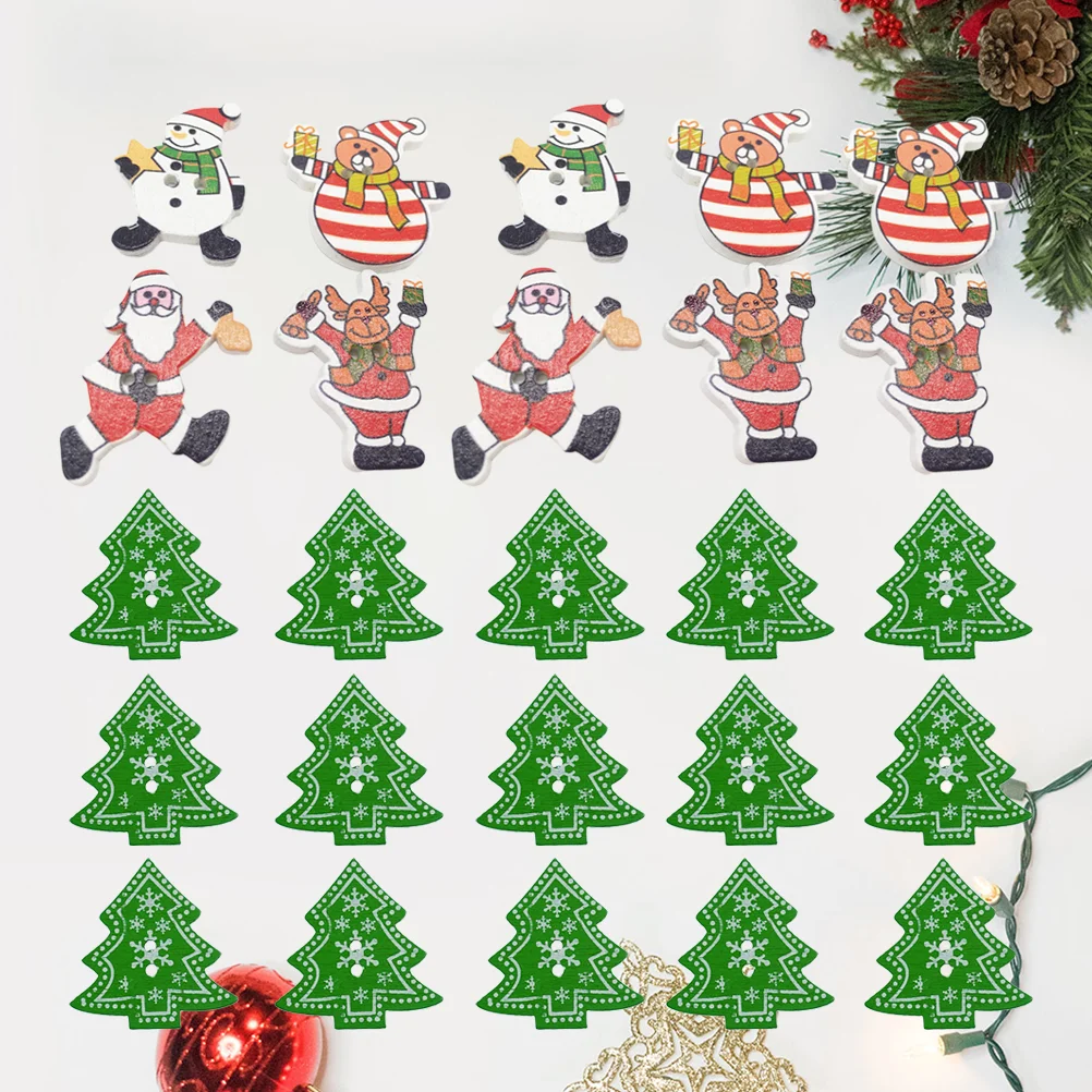 

200pcs Christmas Button Button DIY Painting Button Double Holes Buttons