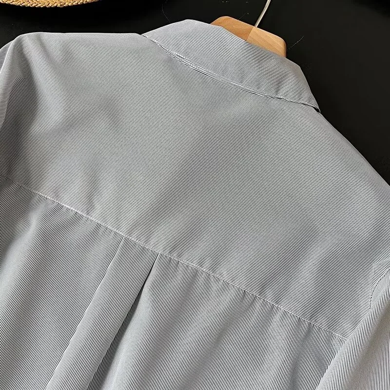 Новинка 2024 женская рубашка KEYANKETIAN из поплина в полоску с карманами Весенняя