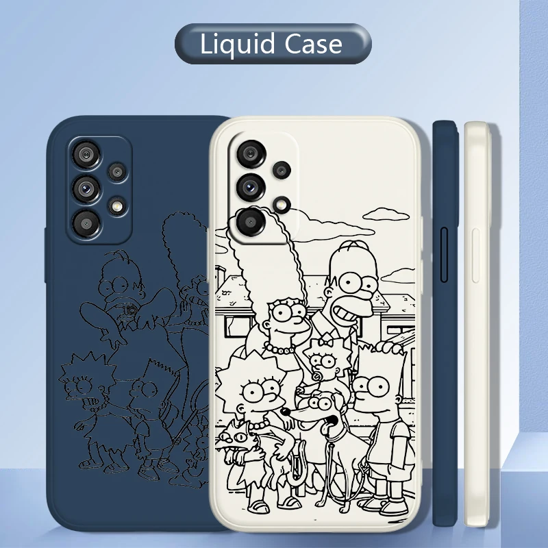 

The Simpsons Cartoon Case For Samsung Galaxy A73 A72 A53 A33 A52 A32 A22 A71 A51 A21S 4G 5G Liquid Rope Phone Cover Coque Core