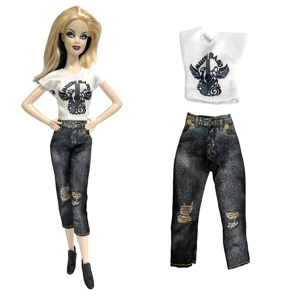 

NK New Barbies Modern Outfit For 1/6 BJD Doll White Shirt+Trouseres Casual Clothes for Barbie Doll Accessories Toys