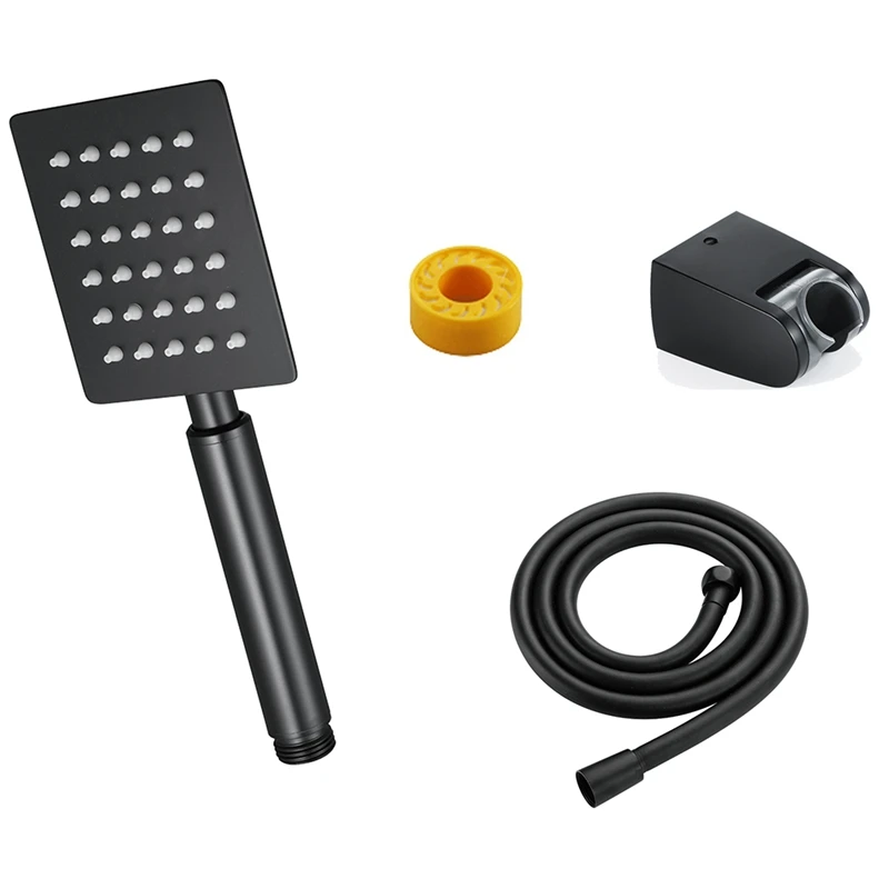 

Luxury Black Shower Head Removable Hand Held Rainfall Spray Shower Head Set For Bathroom Matte Black