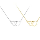 Модные женские ожерелья с двумя сердечками, d, Женский изысканный чокер геометрической формы, подарок на день рождения для женщин, ювелирные изделия, подарок