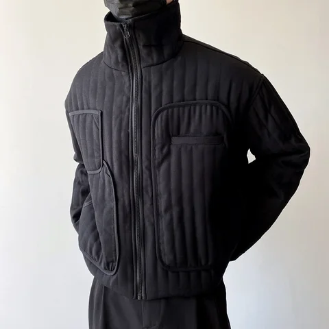 Мужская короткая куртка на молнии, Повседневная Свободная теплая куртка с воротником-стойкой, в Корейском стиле, зима 2022