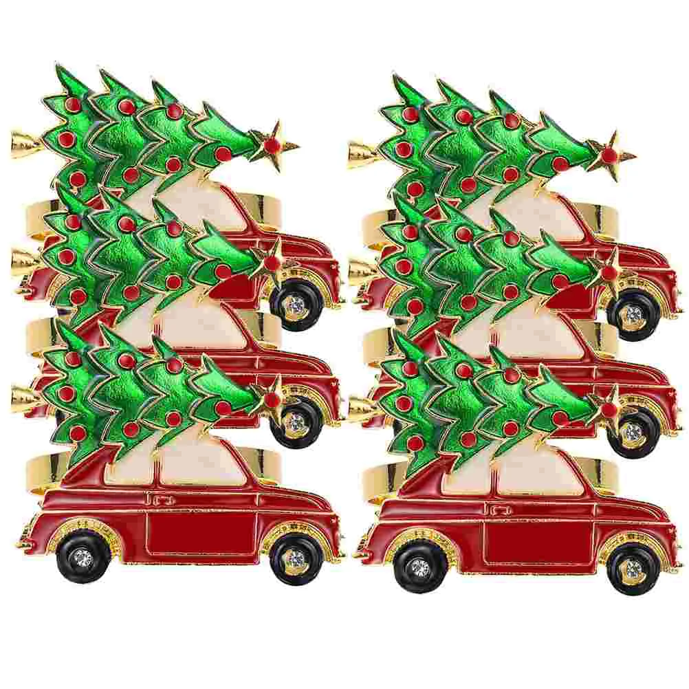

Napkin Rings Christmasbuckle Ring Serviette Holder Tree Metal Table Dinner Car Holders Holiday Winter Decor Decorative Truck Red