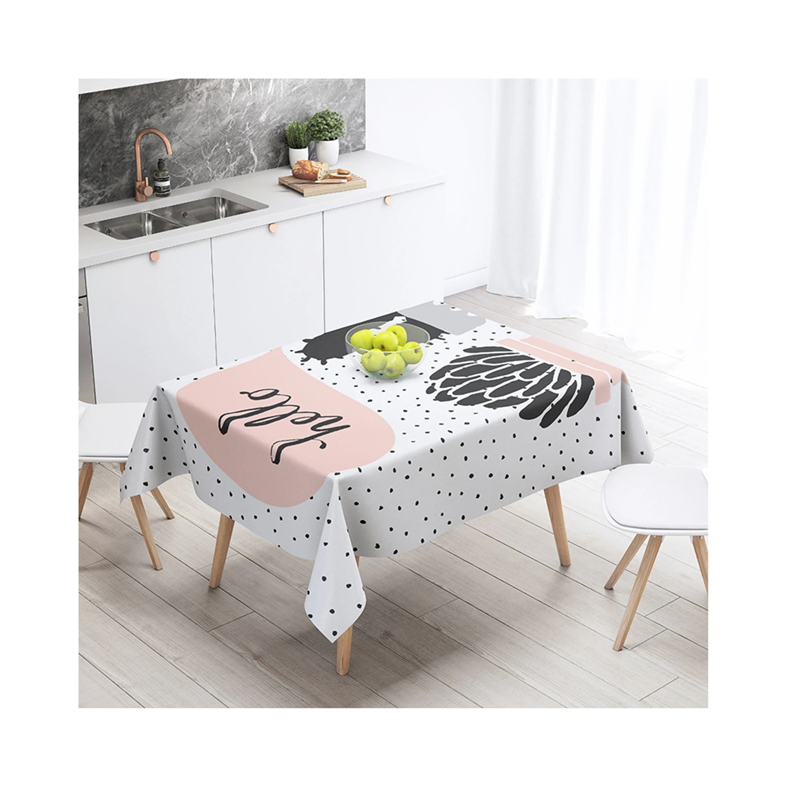 

Скатерти из хлопка и льна, водонепроницаемые скатерти для стола в горшке с растениями и горошек, розовый черный обеденный стол, украшение жу...