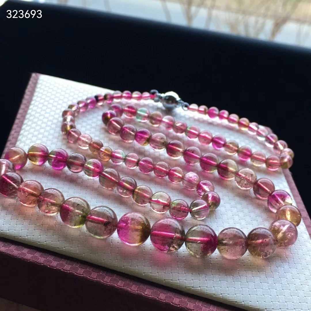 

Natural Watermelon Tourmaline Gemstone Clear Abacus Beads Necklace 4/10.8mm Women Fashion Jewelry Rainbow Red Tourmaline AAAAAA