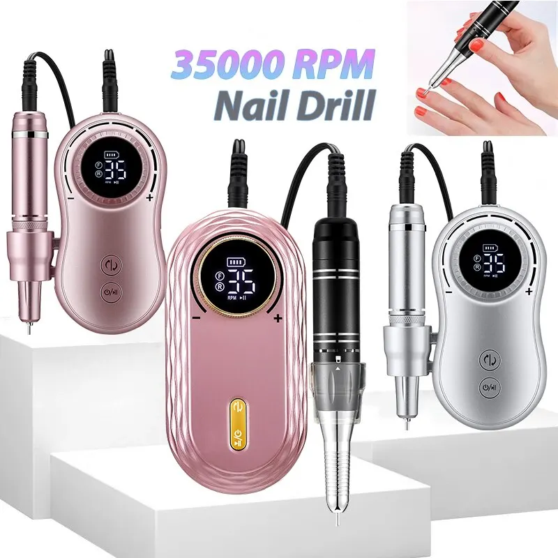 35000RPM Nail Drill Machine Rechargeable Nail File Nails Acc