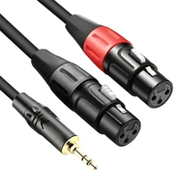 metal 3 5mm headphone jack to dual xlr stereo audio cannon cable adapter eliminate signal loss and static noise dual channel