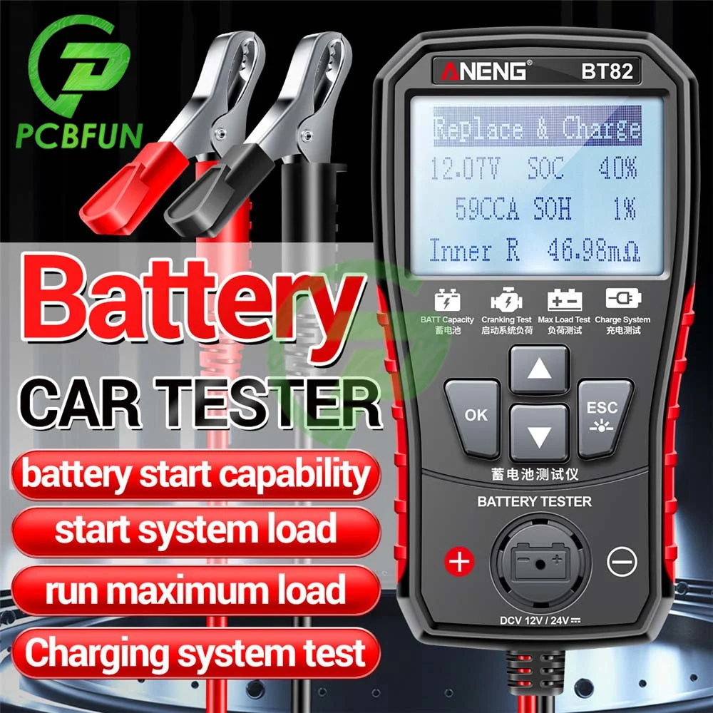 

BT82 Digital Car Battery Tester Portable Circut Test Analyzer Battery Detector Auto Motorcycle Fault Testing Battery Tool