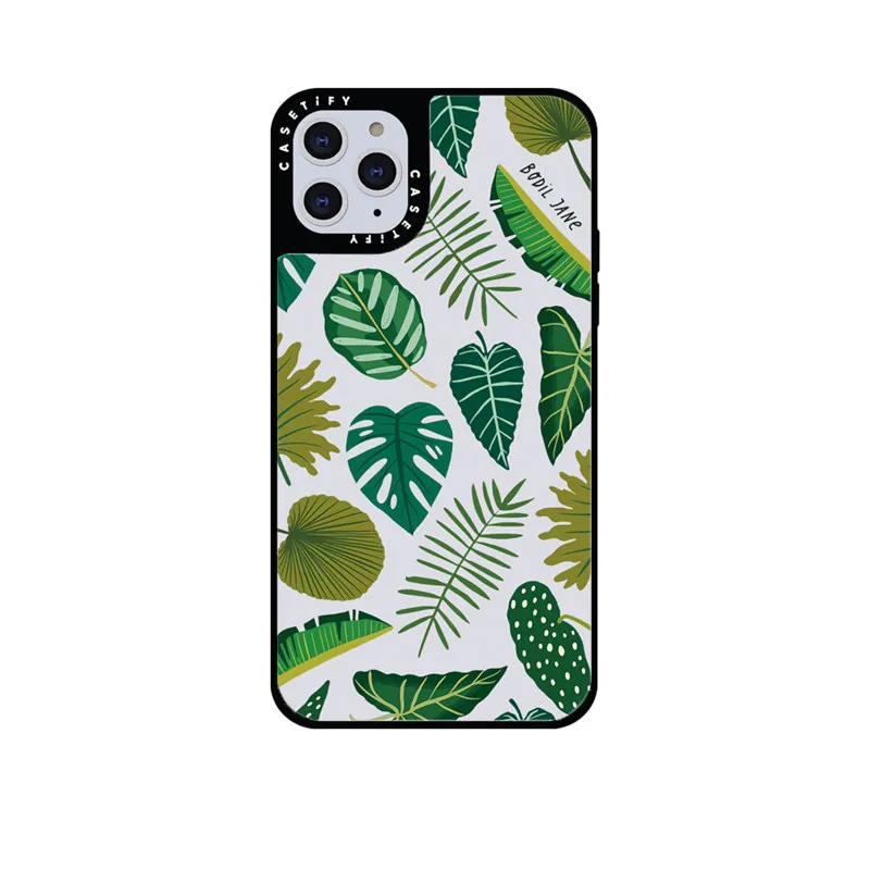 

CASETIFY Green Leaves Mirror Case For IPhone 11 12 13 14ProMax 11 12 13 14Pro XsMax XR 6S 7 8 SE 7P 8P 14Plus Back Cover E0526