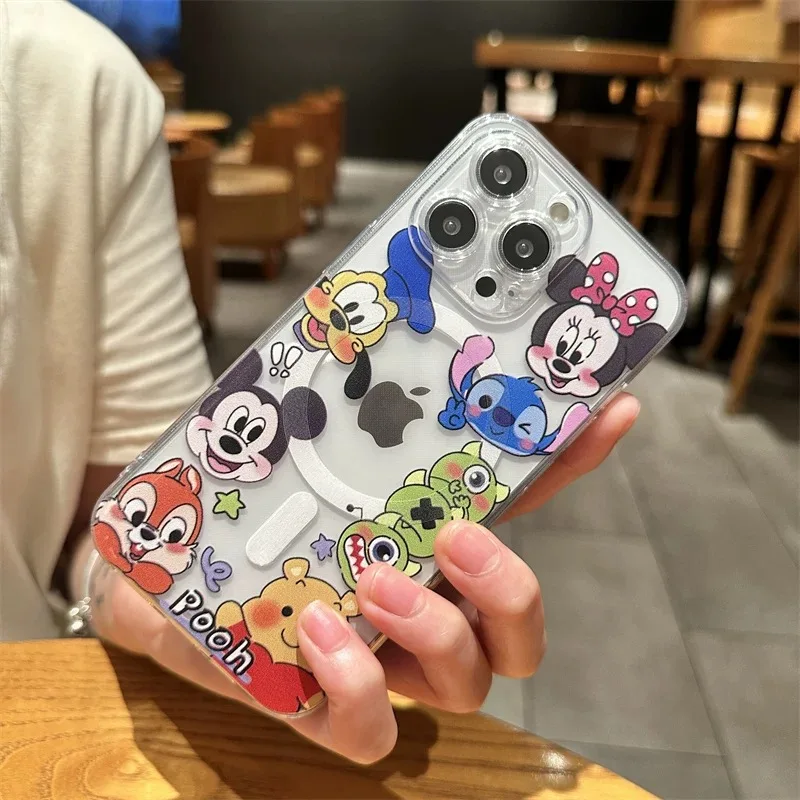 Lovely Disneies Mickey Minnie Magsafe Magnetic Phone Case for Samsung Galaxy S24 S23 S22 S21 S20 FE Plus Ultra 5G Soft Tpu Cover