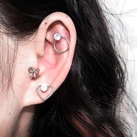 1pc trend ear piercing stainless steel stud earring heart cz zircon helix ear stud conch lobe tragus pircing 16g pierc cartilage