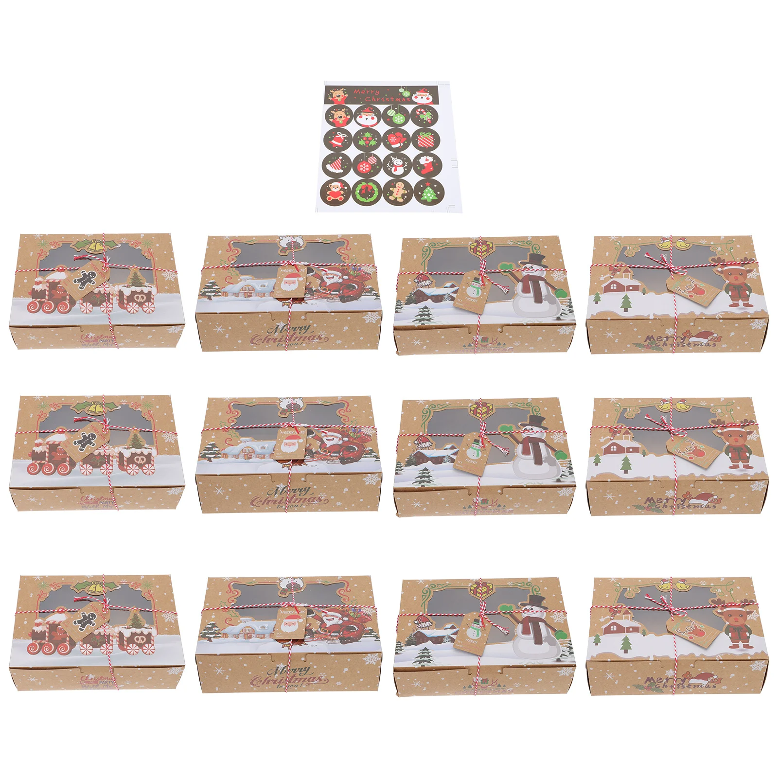 

12Pcs Creative Gingersnap Cookies Storage Boxes Folding Packaging Boxes