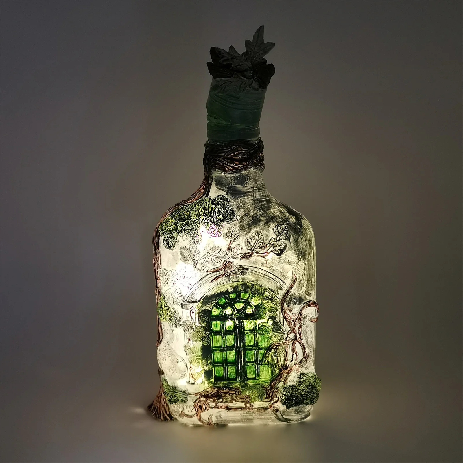 

Светящаяся Настольная лампа для винных бутылок, декоративный светильник в деревенском стиле, лес, лоза, декоративное освещение для спальни