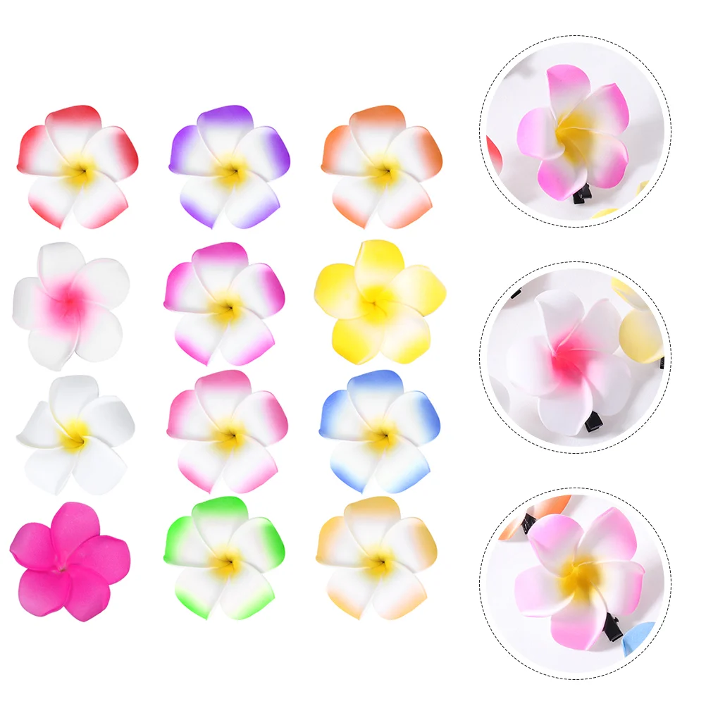 

12pcs Plumeria Hair Clips Plumeria Hair Flower Hawaiian Flower Hair Clips Summer Accessories